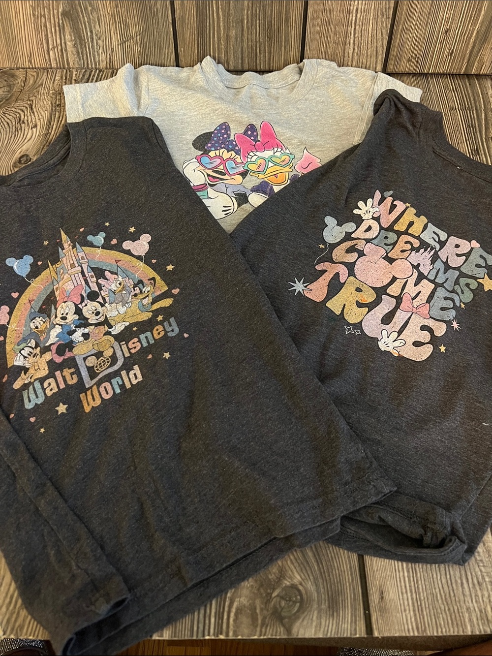 Disney Kids' Gray Graphic Tee with Castle & Characters